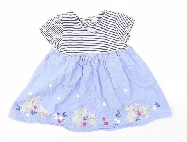 Line a A blu John Lewis 100% cotone taglia 12-18 mesi collo rotondo