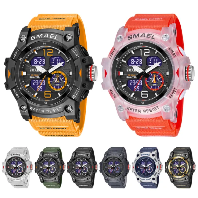 SMAEL Mens Sports Watch Waterproof Quartz Analog Digital Military Wrist Watches
