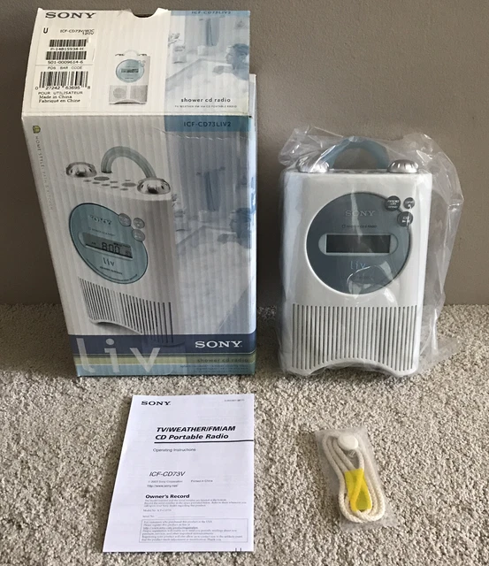 SONY ICFCD73V SHOWER CD Player/Clock Radio (White) New (Open Box) 99.
