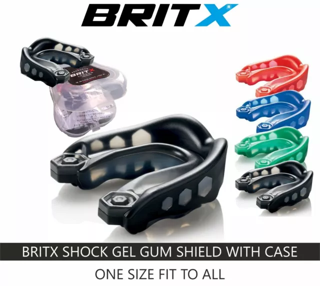 BRITX SHOCK GEL Mouth Guard Mma Boxing teeth Gum Shield Rugby Senior-Junior UFC