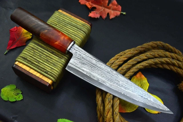 Custom San Mai 13.4"OAL Hand Forged Damascus Steel Chef Knife Handmade (J64-D) 2