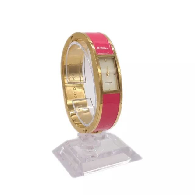 Kate Spade | Tickled Pink & Gold Carousel Enamel Bangle Quartz Watch, VGUC