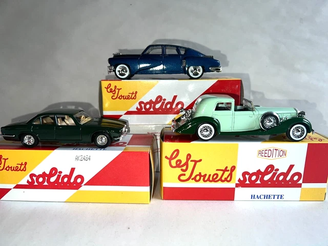 SOLIDO 1/43 Hachette 3 voitures TUCKER, JAGUAR XJ et DELAGE en boiteRéf 1