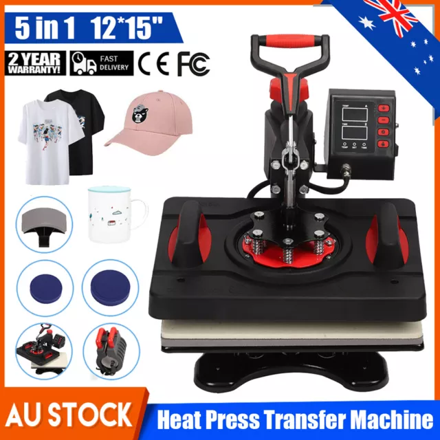 5 in 1 12*15' Heat Press Transfer T-Shirt  Mug Sublimation Printer Machine AU