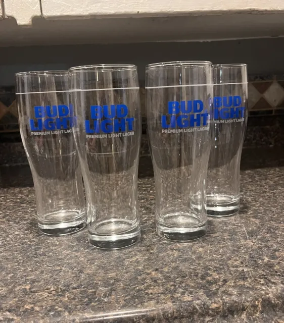 Bud Light Essential Beer Glass Set Of Four , 16oz NEW