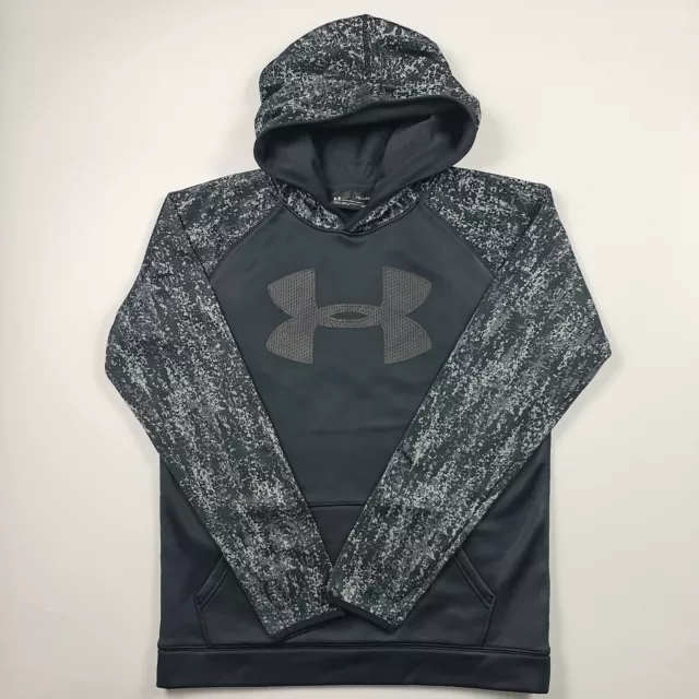 Felpa con cappuccio Under Armour ragazzi ragazzi adolescenti pullover nera stampa mimetica grande logo XL/YXL