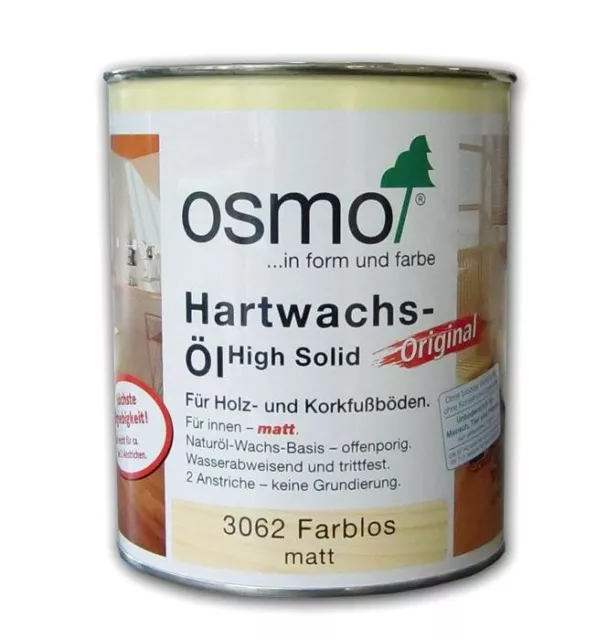 Osmo Hartwachs-Öl Original Farblos Matt 0,75 l TOP NEUWARE