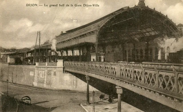 France Dijon - Le Grand Hall de La Gare -ville Vieux Rare Vue Carte Postale