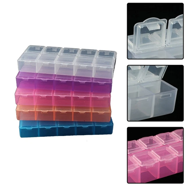 Coperchio Traslucido 10 Griglia Scatola Plastica per Anelli Orecchini e Accessori Cucire