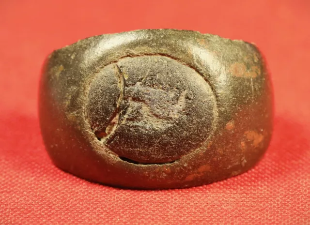 Ancient Roman Bronze Intaglio Ring, Finger Ring, 1. Century