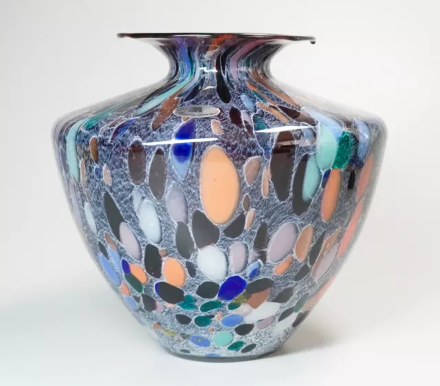 Vintage Maestri Vetrai Vetri Multi Color Murano Glass Vase Mint 9.5" High