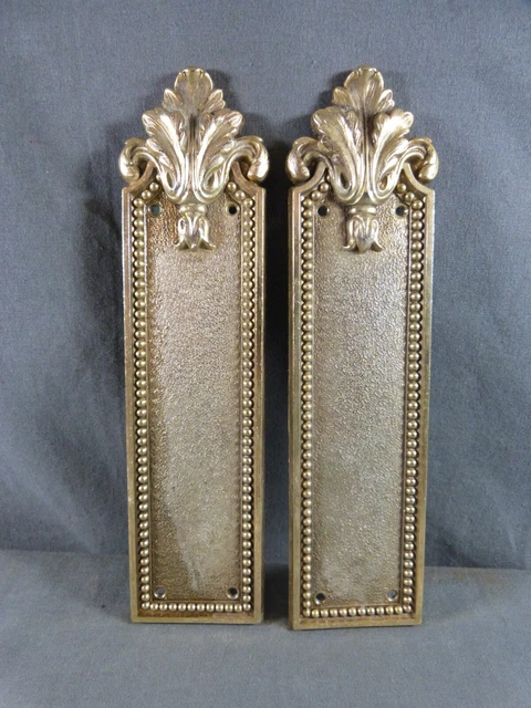 ⭐Pair of French Vintage Brass Push Door Plates acanthus, cleanliness plates⭐