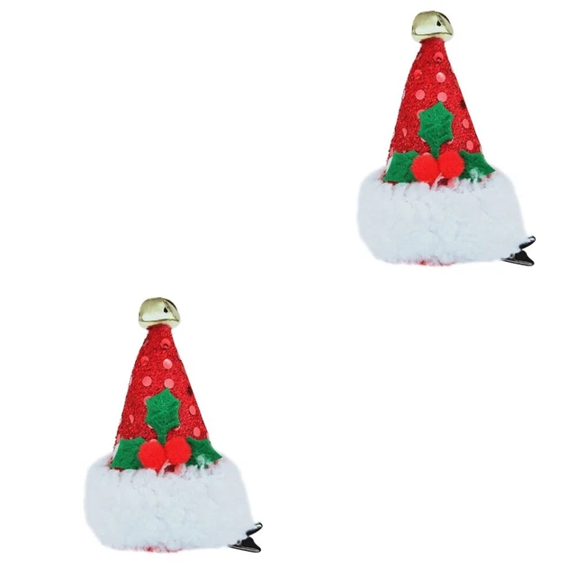 2x Weihnachten Dekorationen Haar Clip Santa Hut Haar Pin Urlaub Haar Clips