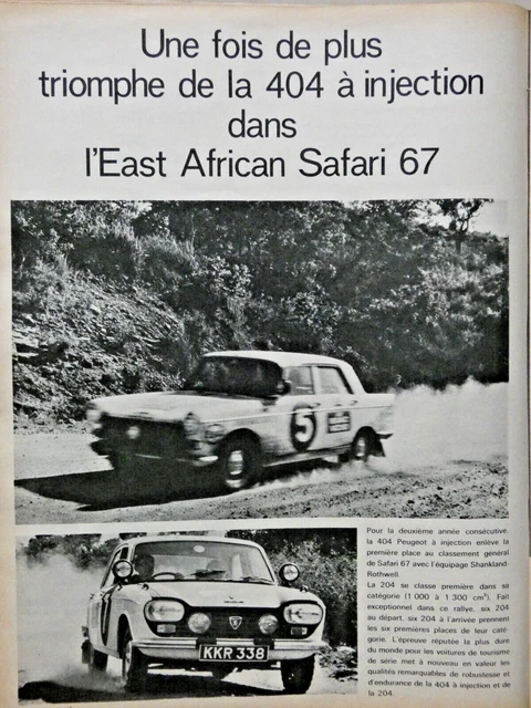 1967 Peugeot 404 East Safari African Injection Press Advertisement