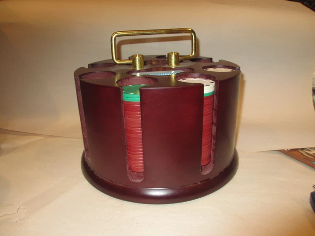 Vintage Poker Chip Carousel.  Poker Chip Holder.  Poker Card Holder W/ CHIPS