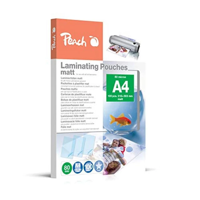 (TG. A4) Peach S-PP580-22 - Pellicole plastificatrici A4, 80 mic, opache, antiri