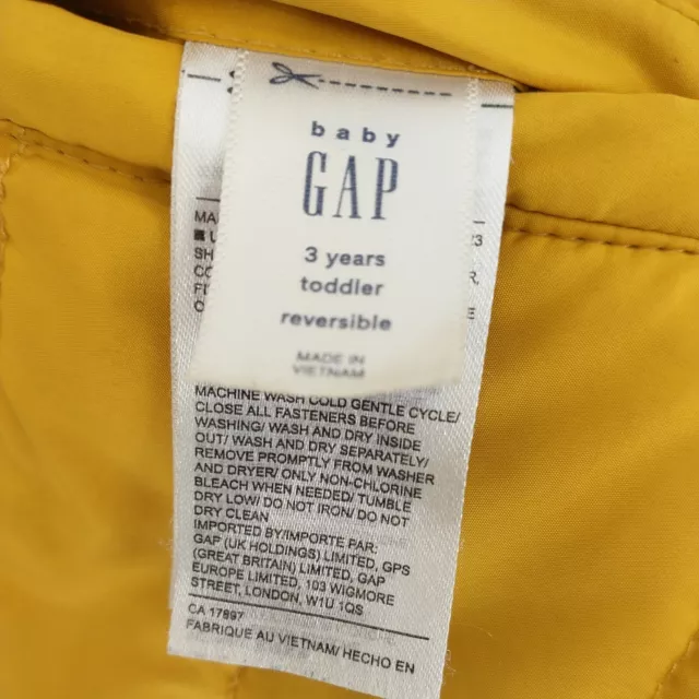 Baby Gap Kids 3  Boys Reversible Yellow/ Blue Puffer Jacket Coat Boys 3T