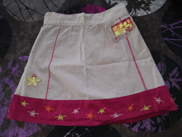 Jupe Enfant Vynil Fraise - Motif Hirondelles Rose/bordeaux - Taille 8 Ans (128) - Neuve Sans étiquette