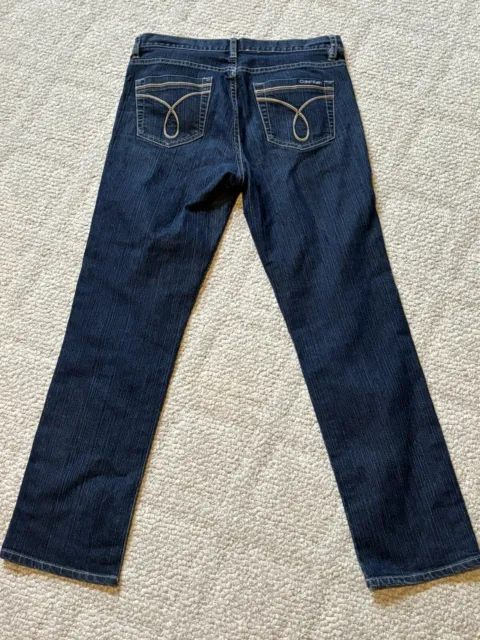 Calvin Klein Womens Straight Leg Jeans Dark Wash Cotton Denim Mid Rise Size 29/8