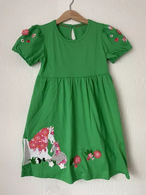 Mädchen Kleid 128 Einhorn Pferd Applikation Baumwolle Neu Mini Boden Style