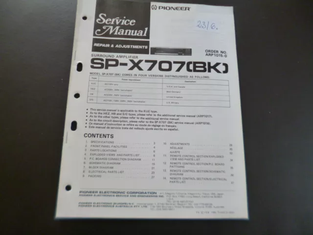 Original Service Manual Schaltplan Pioneer SP-X707