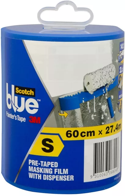 Scotch AT010608886 Blue Painter's Tape Pre-Taped Masking Film 600mm x 27.4m NEW