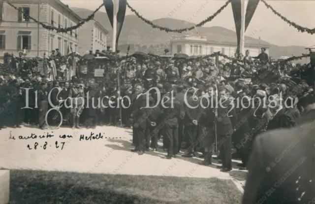 1927 TERNI Visita Generale Teruzzi Autorità motocicli Foto Cartolina militare