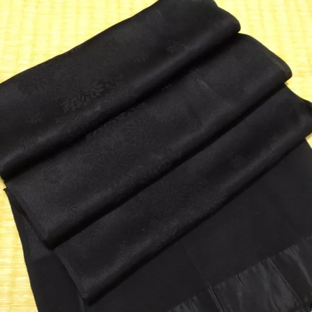 OBIAGE Silk Black Japanese Kimono Tomesode Houmongi Tsumugi