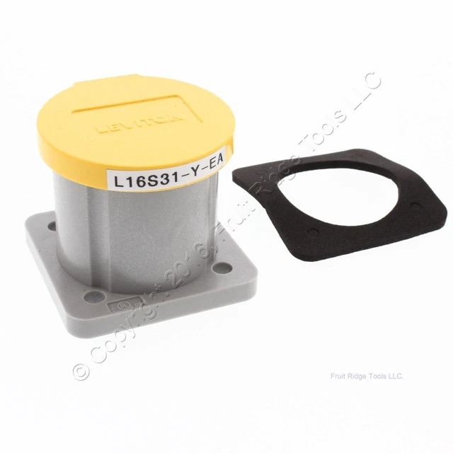 New Leviton 16 Series Yellow Panel Mount Housing Automatic Closing Lid 16S31-Y