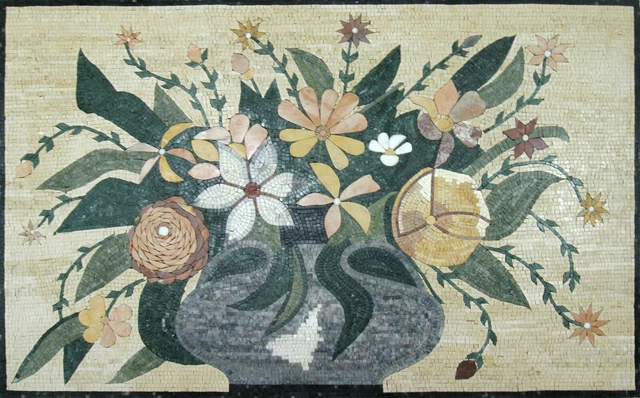 Vase Flower Mix Pretty Love Home Decor Art mural Mosaïque de marbre