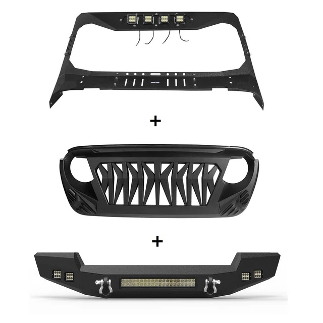 HOOKE ROAD FRONT Bumper Grille Windshield Guard for Jeep Wrangler JL/JT