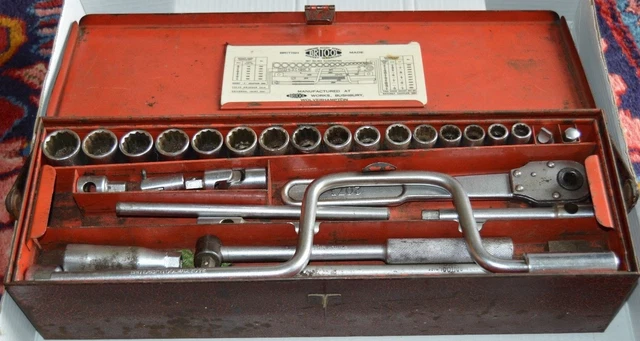 VINTAGE BRITOOL SOCKET set No.46A. Complete in original metal case