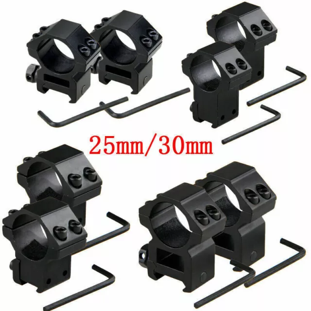 2 Pack Rifle Scope Mount 11-20mm Dovetail 25mm 1 inch 30mm Ring High Low Profile