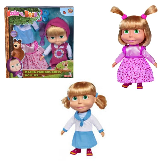 bambola bambolotto personaggio masha set con 2 abiti vestiti per bambini 3 4 ann