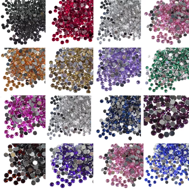 1000 Kristall flache Rückseite Strasssteine Edelsteine Diamant Perle Nail Art Handwerk 1,5 mm - 6 mm