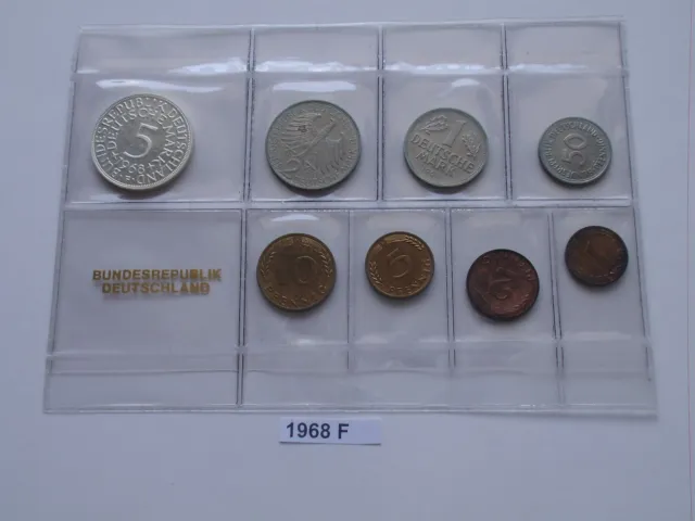 BRD 1968 F PP KMS DM Deutschland 1 Pfennig - 5 Mark Silberadler Polierte proof