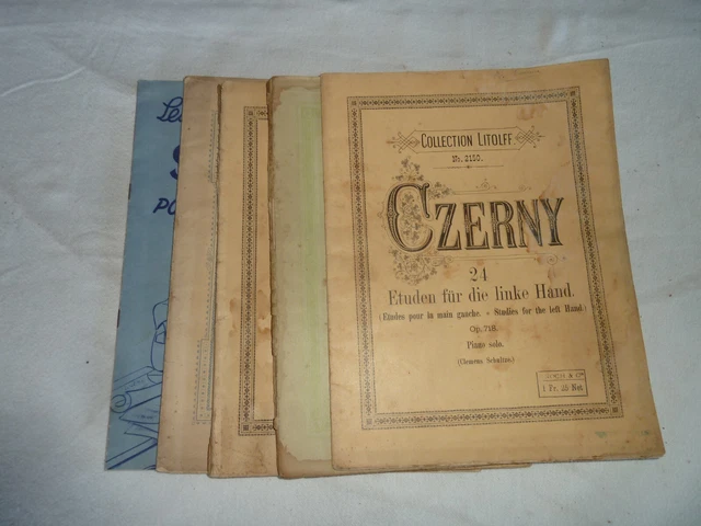lot de 5 Partitions de Musique pour Piano et Guitare ancien objet de collectin