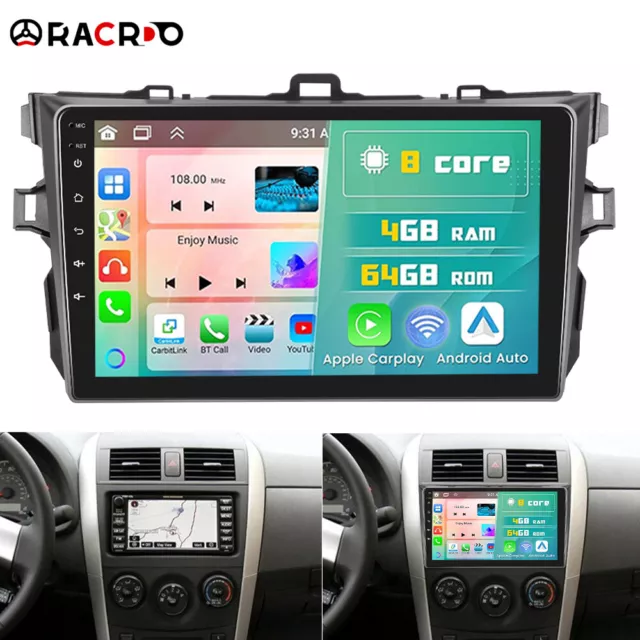 4+64G Für Toyota Corolla 2009-2013 Autoradio Android 13 Carplay GPS Navi WIFI BT