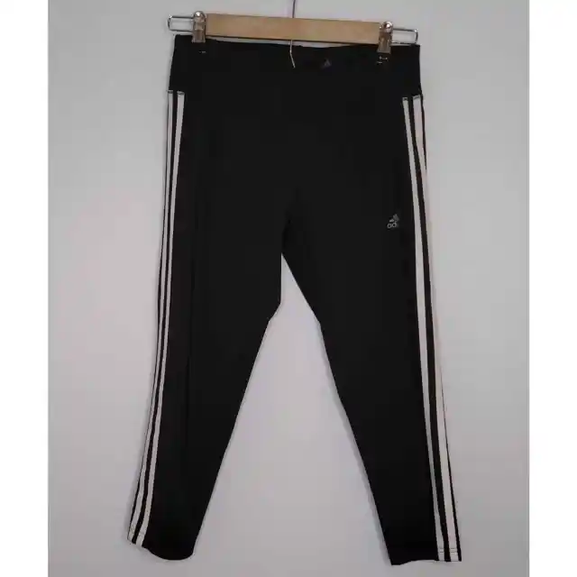 Adidas Womens Climalite 3 Stripe Leggings Mid Rise Stretch Pants Size Medium