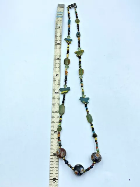 Old Trade  Ancient Roman's Jewelry Antique Mosaic Gabri Glass Beads Necklace 3