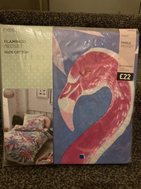 Next 100% Cotton Single Size Duvet Set Bed Set Flamingo Girls Kids Gift Nursery