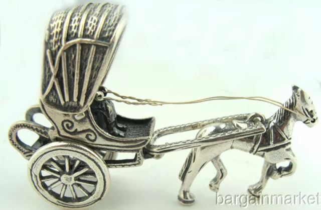 Stunning Silver Miniature Horse Drawn Gig Buggy & Driver #050