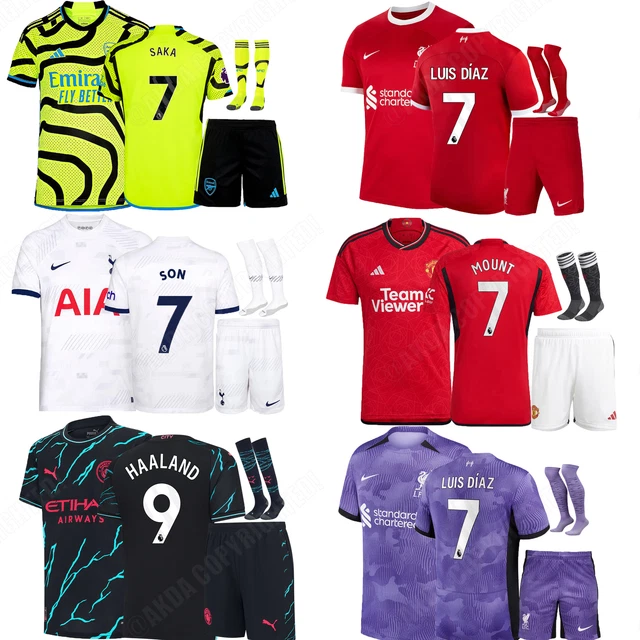 2023-24 New Adults Kids Kits Boys Training Suits Short Shirt+Sock Sports Sets UK
