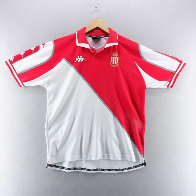 AS Monaco FC Shirt XL Red White 1998 1999 Kappa Home Jersey Short Sleeve*