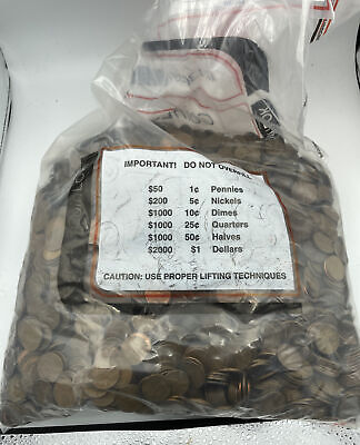 Unsearched Bag Of Lincoln Wheat Cent Pennies 5000 Total Coins 1909-1958