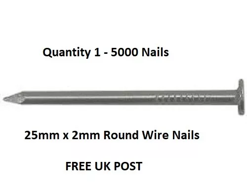 NAILS 25mm (1 inch) Bright Round Wire Joinery Wood work  CHOOSE AMOUNT REQUIRED