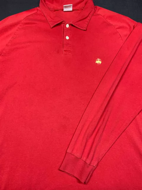 Brooks Brothers Mens 346 Pullover Knit Long Sleeve Cotton Red Polo Shirt XL