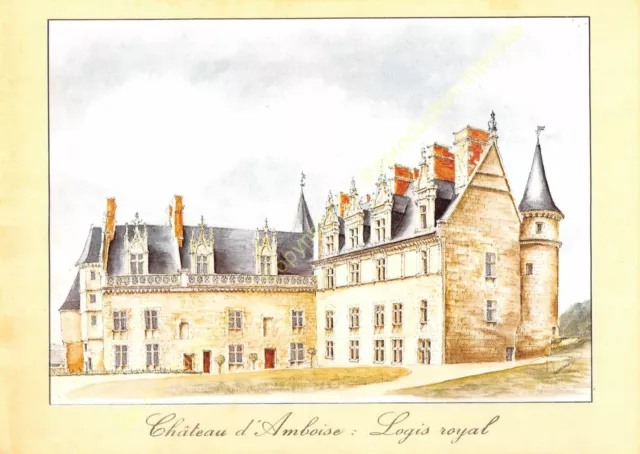 CP Postcard Illustration MICHEL PERREARD château Amboise Logis Royal