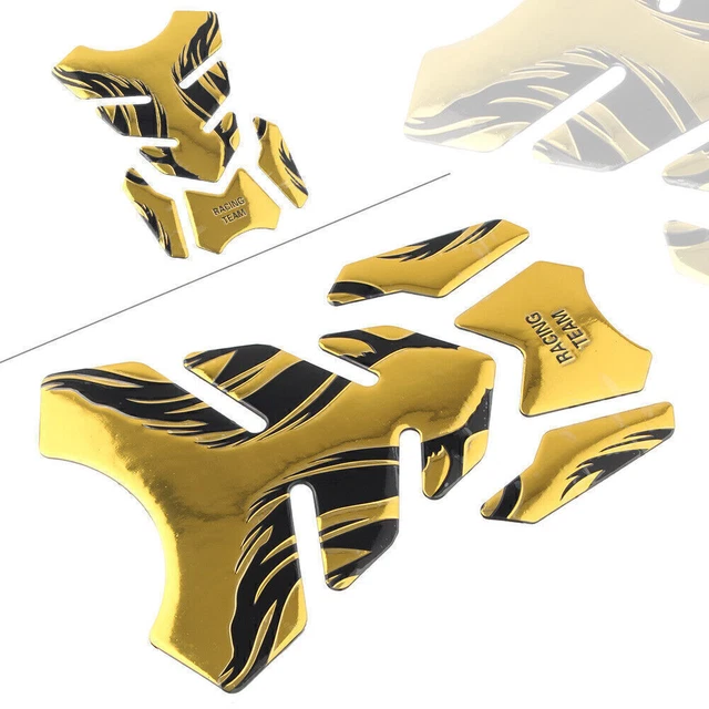 Motorcycle Gold Tank Pad Gel Oil Gas Fuel Tank Protector Fishbone Decal Sticker