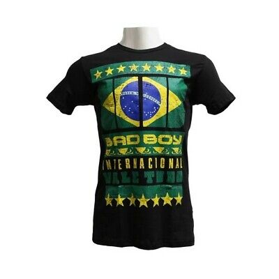 T-Shirt Maglietta Bad Boy Brazil Fighter Brasile Bandiera Sport MMA GYM BJJ Uomo